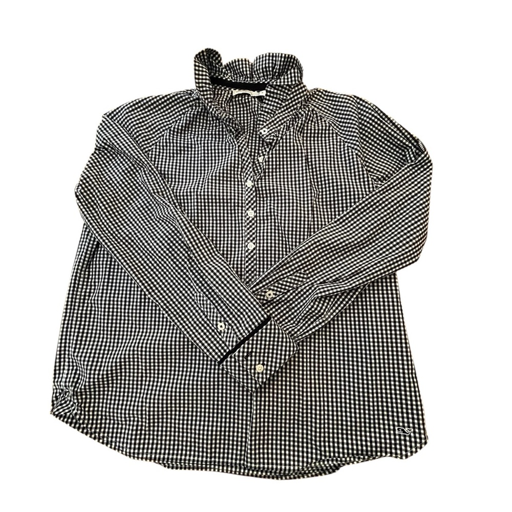 Vineyard Vines Black and White Gingham Button Down Shirt